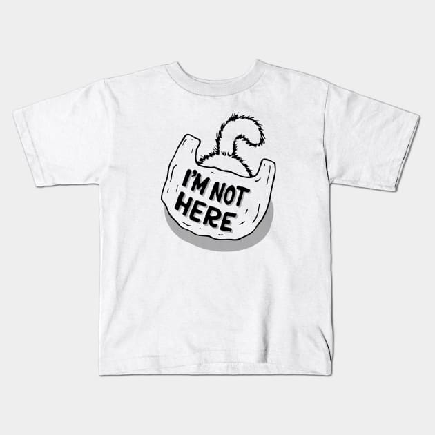 Cat Hiding - I’m Not Here Kids T-Shirt by aftrisletter